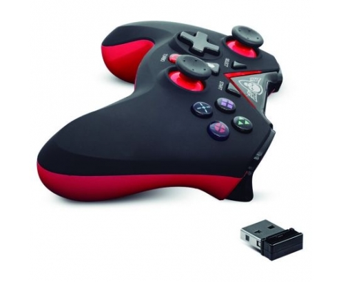 SPIRIT OF GAMER XGP GAMEPAD INALAMBRICO 2.4GHZ VIBRACION RECEPTOR NANO PC PS3 NEGRO ROJO SOG-RFXGP