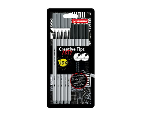 STABILO Creative Tips rotulador Negro, Gris claro 10 pieza(s)