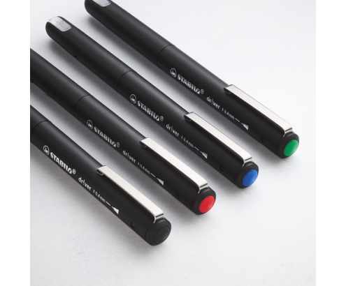 STABILO dr!ver rotulador de punta fina Fino Negro, Azul, Verde, Rojo 4 pieza(s)