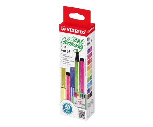 STABILO Pen 68 rotulador Medio Multicolor 18 pieza(s)