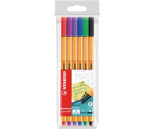 STABILO point 88 rotulador de punta fina Negro, Azul, Verde, Lila, Rojo, Violeta 6 pieza(s)