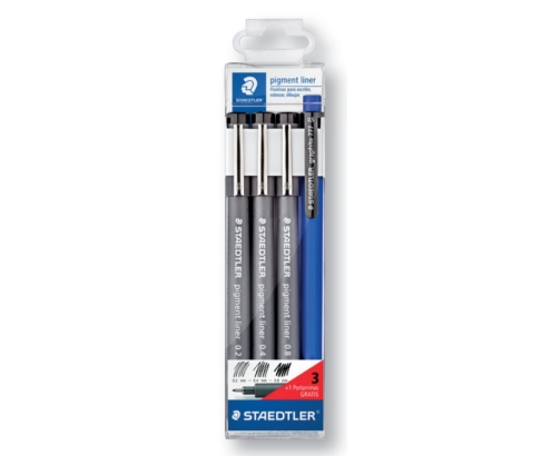 Staedtler 308 S1WP3 marcador 3 pieza(s) Negro, Gris
