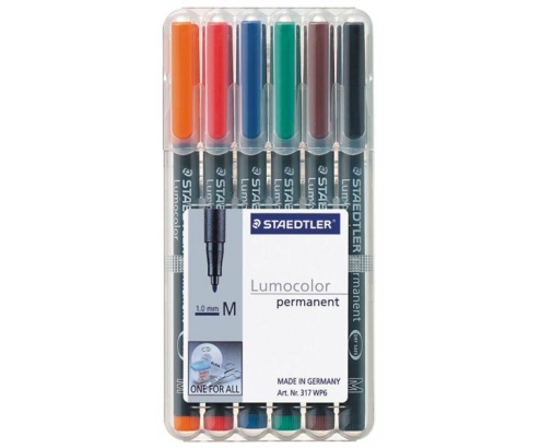 Staedtler 317 WP6 marcador permanente Negro, Azul, Marrón, Verde, Naranja, Rojo 6 pieza(s)