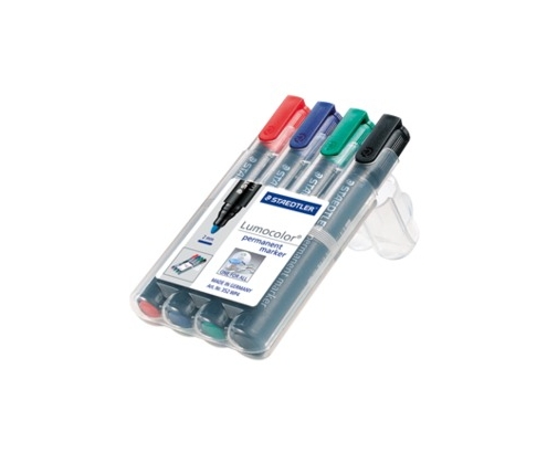 Staedtler Lumocolor permanent marcador permanente Negro, Azul, Verde, Rojo 4 pieza(s)