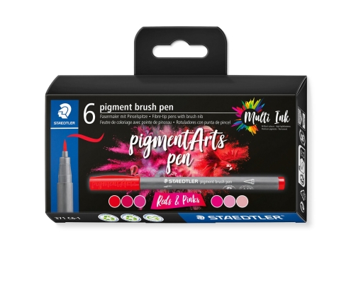 Staedtler Pigment Arts Brush Pen Reds & Pinks rotulador Rosa, Rojo 6 pieza(s)