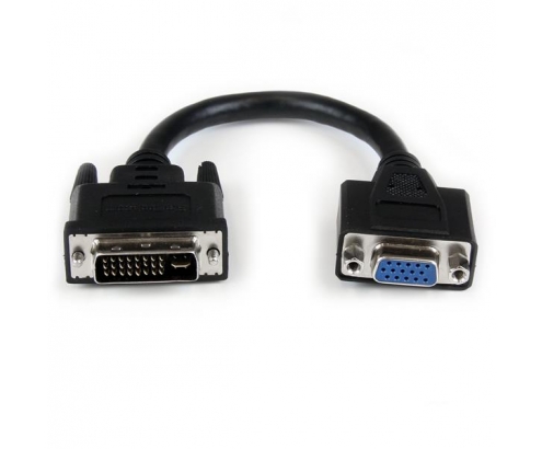 StarTech.com Adaptador Conversor de 20cm DVI-I a VGA - DVI-I Macho - HD15 Hembra - Cable Convertidor Negro
