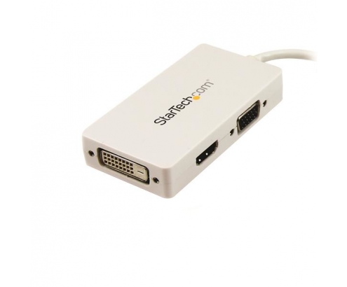 StarTech.com Adaptador Conversor de Mini DisplayPort a VGA DVI o HDMI - Convertidor A/V 3 en 1 para viajes - Blanco