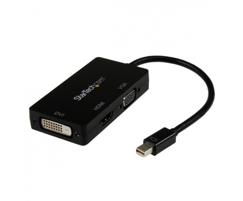 StarTech.com Adaptador Conversor de Mini DisplayPort a VGA DVI o HDMI - Convertidor A/V 3 en 1 para viajes - Negro
