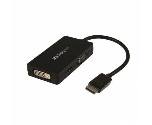 StarTech.com Adaptador Conversor DisplayPort a VGA DVI o HDMI - Convertidor A/V 3 en 1 para viajes Negro 