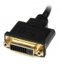 StarTech.com Adaptador de 20cm HDMI Macho a DVI-D Hembra - Cable Conversor de VÍ­deo - Negro