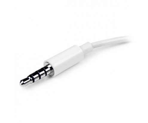 StarTech.com Adaptador de Auriculares con Micrófono Mini Jack 3,5mm Macho 4 pines a Conectores de Auriculares y de Micrófono Mini Jack Hembra - Blan