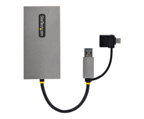 StarTech.com Adaptador de USB a HDMI Doble, USB A/C a 2 Pantallas HDMI (1x 4K30Hz, 1x 1080p), Dongle Integrado USB-A a C, Cable de 11cm, Adaptador USB