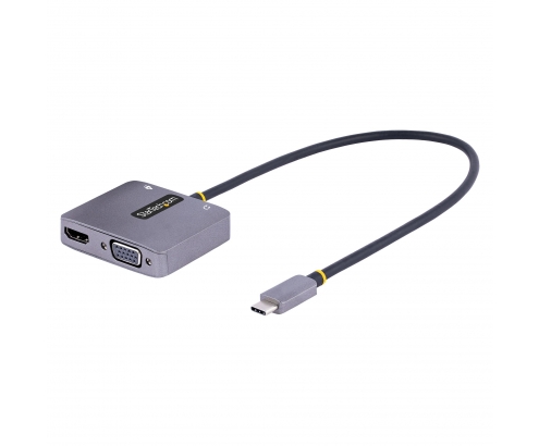 StarTech.com Adaptador de VÍ­deo USB C, Adaptador Multipuertos USB Tipo C a HDMI VGA con Salida de Audio de 3,5mm, HDR 4K a 60Hz, PD 3.0 de 100W, Comp