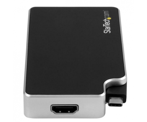StarTech.com Adaptador de Viajes A/V 3-en-1 USB-C a VGA, DVI o HDMI - 4K negro plata 