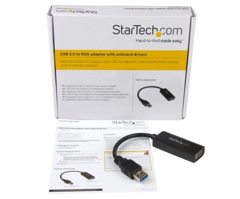 StarTech.com Adaptador Gráfico Conversor USB 3.0 a VGA con Controladores Incorporados - Cable Convertidor - 1920x1200 negro