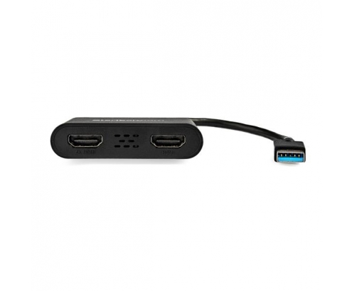 StarTech.com Adaptador Gráfico Externo USB 3.0 a 2 Puertos HDMI 4K - Adaptador de VÍ­deo Externo 4K para 2 Monitores negro 