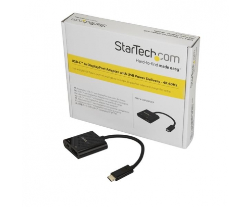 StarTech.com Adaptador Gráfico Externo USB-C a DisplayPort con Entrega de Potencia - Adaptador de VÍ­deo Externo USBC - USB Tipo C