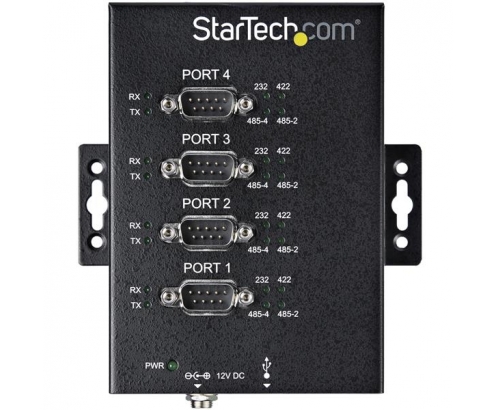 StarTech.com Adaptador Industrial USB a 4 Puertos Serie DB9 RS232 RS422 RS485 con Protección ESD de 15kV - Cable Conversor USB a Serial