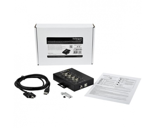 StarTech.com Adaptador Industrial USB a 4 Puertos Serie DB9 RS232 RS422 RS485 con Protección ESD de 15kV - Cable Conversor USB a Serial