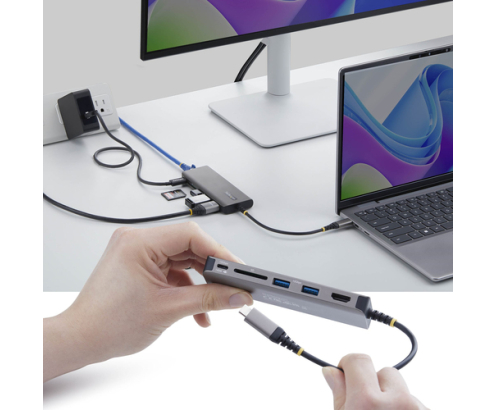 StarTech.com Adaptador Multipuertos USB-C a HDMI - PD 140W - Hub Ladrón USB de 3 Puertos - 4K 60Hz - Ranura para Tarjetas SD - Mini Docking Station T
