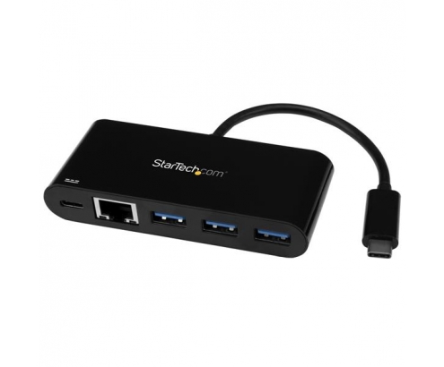 StarTech.com Adaptador Multipuertos USB-C de Red Ethernet con Hub de 3 Puertos USB 3.0 y Entrega de Potencia