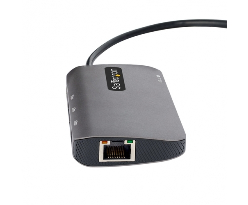 StarTech.com Adaptador Multipuertos USB C, de Vídeo HDMI de 4K y 60Hz, Hub USB-A 3.2 de 3 Puertos de 5Gbps, Entrega de Alimentación PD de 100W, GbE,