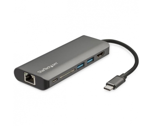 StarTech.com Adaptador Multipuertos USB-C - Docking Station USB Tipo C a HDMI 4K - Hub Ladrón USB 3.0 2 Puertos - SDHC - GbE - PD3 - DKT30CSDHPD3