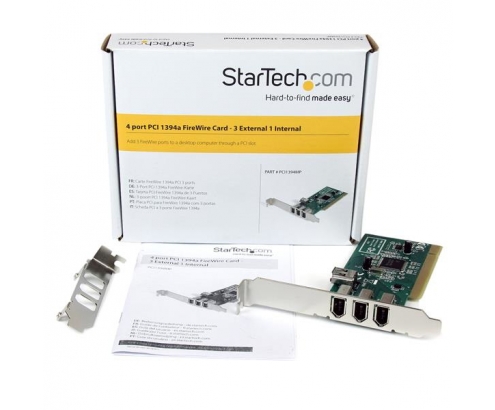 StarTech.com Adaptador Tarjeta Controladora FireWire 400 PCI 4 Puertos FW 6 Pin Chipset TI - IEEE 1394a