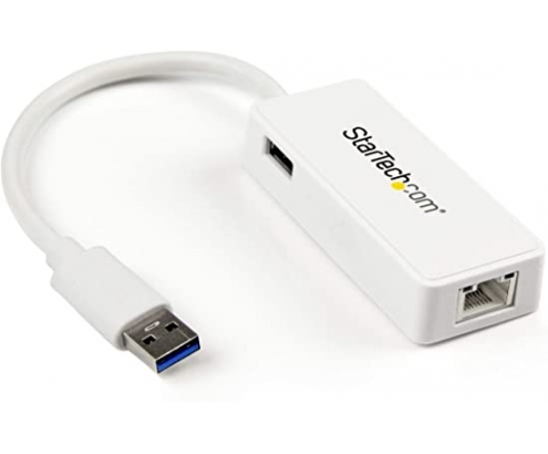 StarTech.com Adaptador Tarjeta de Red NIC Externa USB 3.0 de 1 Puerto Gigabit Ethernet RJ45 y Puerto USB - Blanco