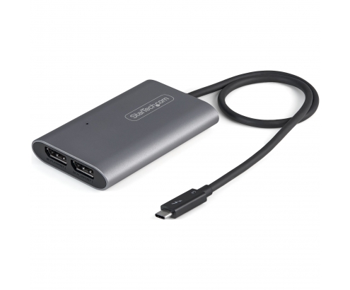 StarTech.com Adaptador Thunderbolt 3 a Dos Puertos DisplayPort 1.4 de 2 Monitores 4K de 60Hz o 1 Monitor de 8K o 5K plata TB32DP14