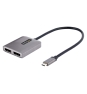 StarTech.com Adaptador USB-C a DisplayPort 1.4 Doble - Hub MST USB C Multi Monitor - Divisor Multiplicador DP Doble 5K 60Hz DP - HDR - con Cable Extra