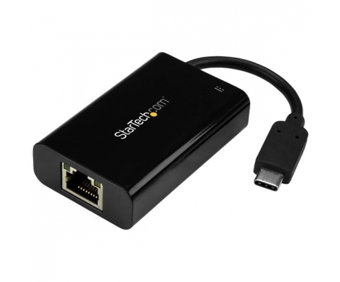 StarTech.com Adaptador USB-C de Red Ethernet Gigabit con Entrega de Potencia - Tarjeta de Red Externa USB Tipo C - Negro
