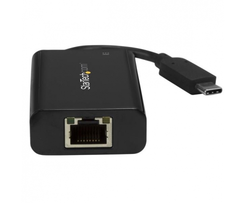 StarTech.com Adaptador USB-C de Red Ethernet Gigabit con Entrega de Potencia - Tarjeta de Red Externa USB Tipo C - Negro