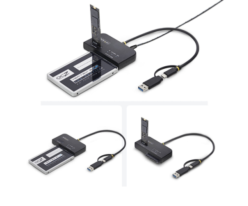 StarTech.com Adaptador USB-C/USB-A a NVMe M.2 y SATA 2.5/3.5in 10Gbps - Lector de SSD Externo - Sin Herramientas - B+M/M-Key
