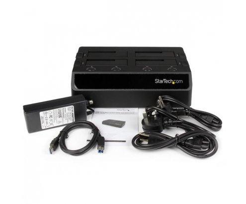 StarTech.com Base de Conexión USB 3.1 con 4 BahÍ­as SATA 6Gbps de 2,5 y 3,5 Pulgadas - Docking Station para HDD SSD - Negro