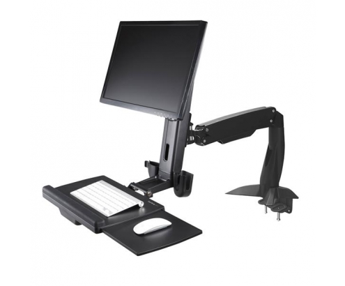StarTech.com Brazo de Soporte de Pie y Sentado Ajustable VESA para Monitores de hasta 24 Pulgadas con Soporte para Teclado y Ratón