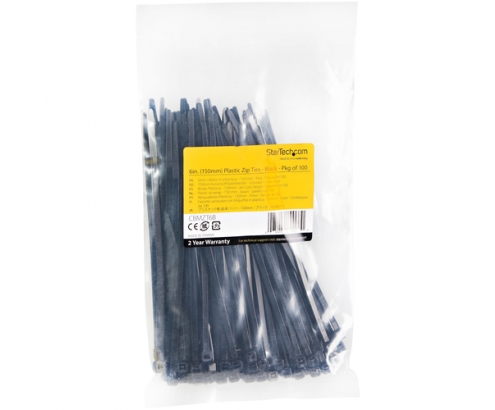 StarTech.com Bridas Ataduras de 15cm para Cables - Ancho 3mm, Diámetro del Haz 39mm, 18kg de Resistencia, Ataduras de Cremallera de Nylon Autobloquea