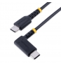 StarTech.com Cable 1m USB C Acodado - en Ángulo Recto - PD 60W - 3A - Cable USB-C de Carga Rápida - de Alta Resistencia - USB 2.0 Tipo C - Fibra de 