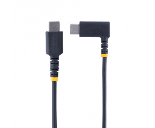 StarTech.com Cable 1m USB C Acodado - en Íngulo Recto - PD 60W - 3A - Cable USB-C de Carga Rápida - de Alta Resistencia - USB 2.0 Tipo C - Fibra de 