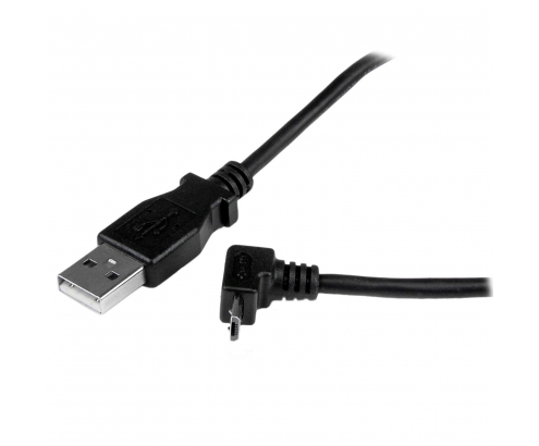 StarTech.com Cable Adaptador 1m USB 2.0 Tipo-A Macho a Micro USB B Macho Acodado en Íngulo hacia Arriba para Teléfono Móvil negro