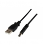 StarTech.com Cable Adaptador 1m USB A Macho a Conector Coaxial Barrel Alimentación Corriente Tipo N 5.5mm 5V DC negro 