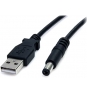 StarTech.com Cable Adaptador 2m USB A Macho a Conector Coaxial Barrel Alimentación Corriente Tipo M 5.5mm 5V DC negro