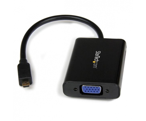 StarTech.com Cable Adaptador Externo Conversor de VÍ­deo y Audio Micro HDMI a VGA - 1920x1200 Negro