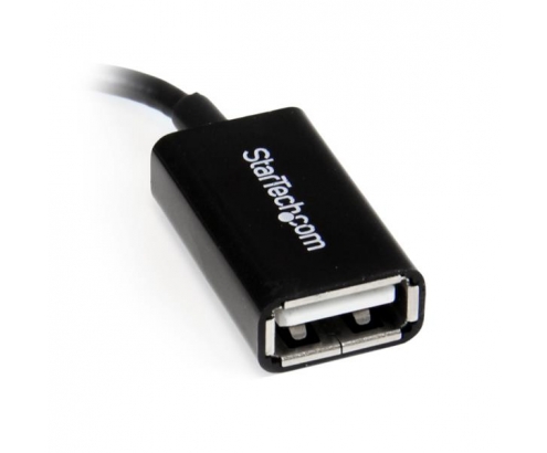 StarTech.com Cable Adaptador Micro USB B macho a USB A hembra OTG Acodado a la Derecha de 12cm - negro