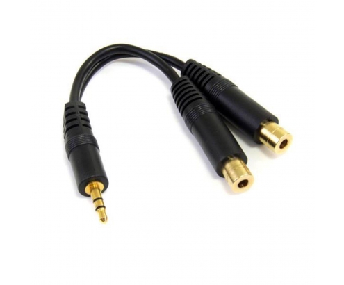 StarTech.com Cable Audio Splitter Divisor de Auriculares Mini-Jack 3,5mm Estéreo Macho a 2x Hembra - 0.15m Negro