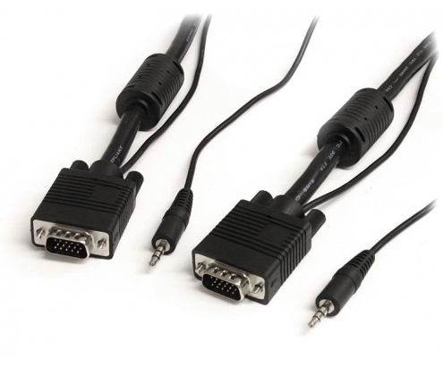 StarTech.com Cable Coaxial VGA de Alta Resolución para Monitor de Vídeo HD15 Macho a Macho con Audio - 2m Negro
