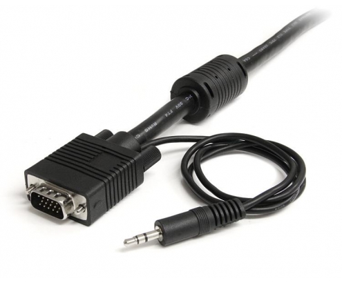 StarTech.com Cable Coaxial VGA de Alta Resolución para Monitor de Vídeo HD15 Macho a Macho con Audio - 2m Negro