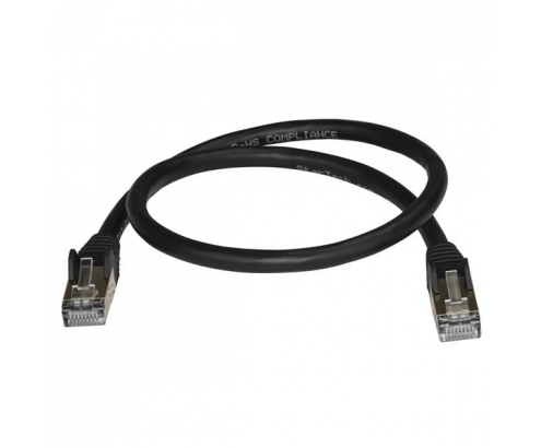 StarTech.com Cable de 0,5m de Red Ethernet RJ45 Cat6a Blindado STP - Cable sin Enganche Snagless - Negro
