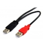 StarTech.com Cable de 1.8m USB 2.0 en Y para Discos Duros Externos - Cable Mini usb B a 2x USB A macho a macho - negro rojo 