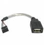 StarTech.com Cable de 15cm Adaptador Extensor USB 2.0 a IDC 4 pines - Conector a Placa Base - Hembra a Hembra gris